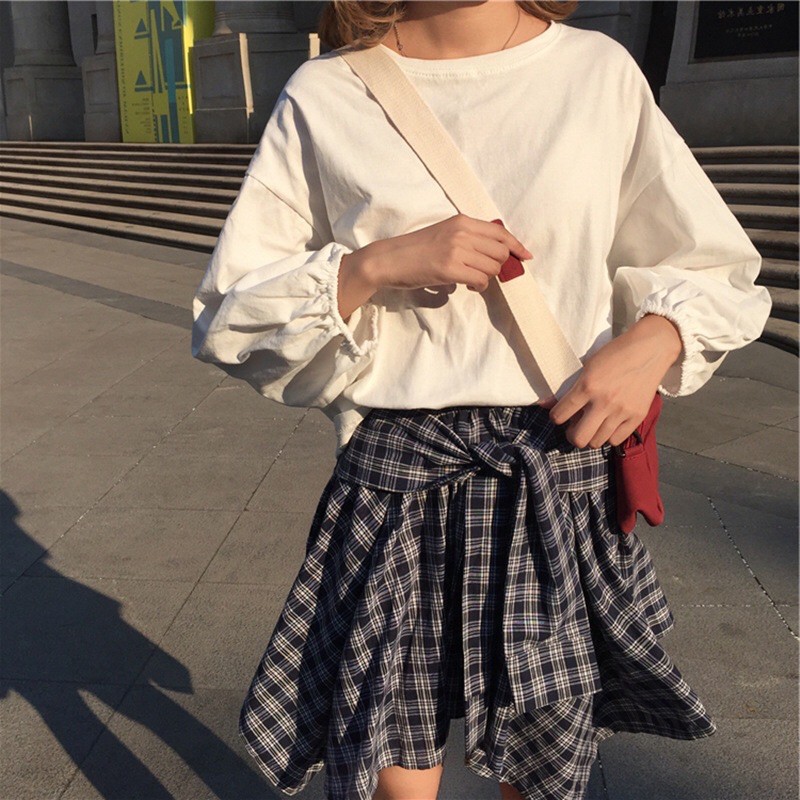 Áo phông nữ dài tay bo chun tay bồng cá tính