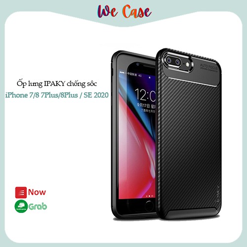 Ốp lưng IPAKY iPhone 7/ 8/ SE 2020, iPhone 7 Plus/ 8 Plus, Viền TPU, Chống sốc, Mặt lưng vân CARBON (Carbon series)