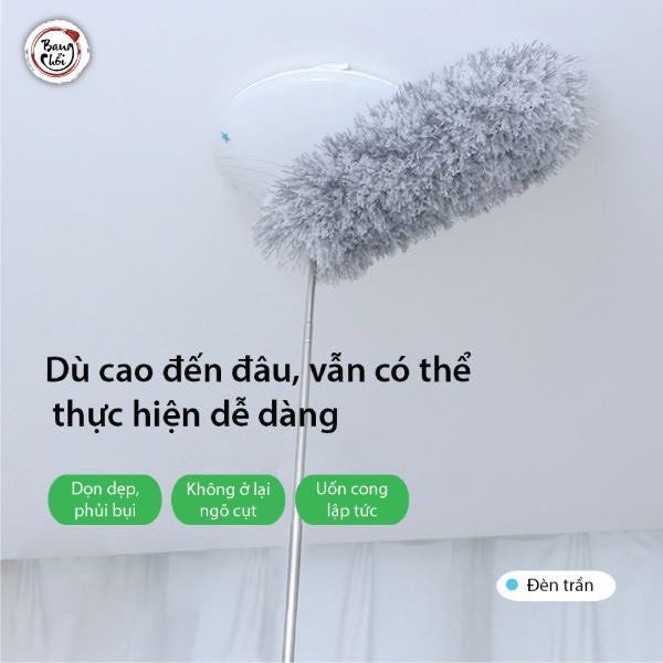 [FREESHIP] Chổi kéo dài 2m5 Quét Trần Lau Bụi Đa Năng có cán điều chỉnh độ dài và xoay 360 độ đa năng