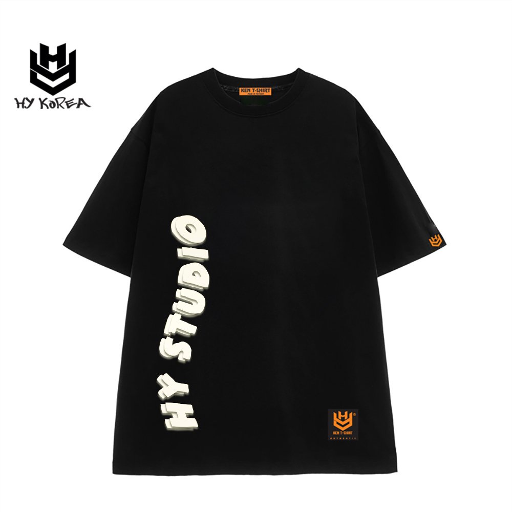 Áo thun unisex tay lỡ HY KOREA nam nữ form rộng in hình Mực đội mũ lặn 755