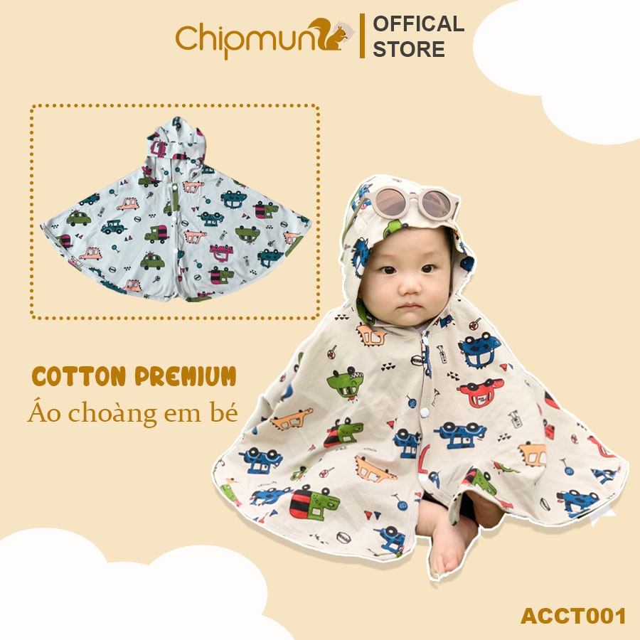 [Tặng yếm] Áo choàng bé trai, bé gái CHIPMUNK, cotton cao cấp chính hãng