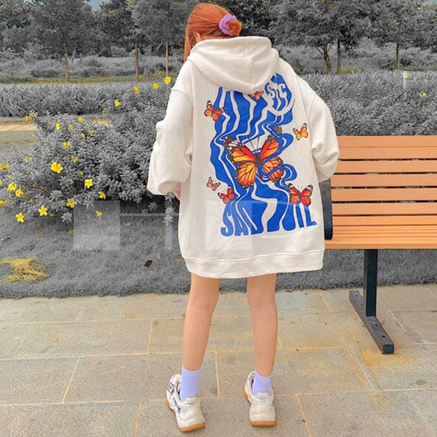 ÁO HOODIE - ÁO KHOÁC NỈ NGOẠI SWE BƯỚM XINH (HD1800 - Kèm Ảnh Thật) (SUBINZ STORE)