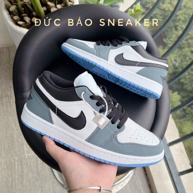 Jordan xanh dương móc đen da thật 11 . Giày jd1 xanh low thể thao nam nữ sneaker