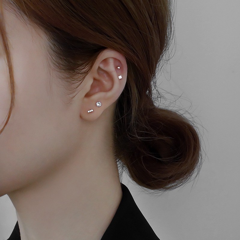 Set Bông Tai Nữ Mini 5 Chiếc Bất Đối Xứng Phong Cách Hàn Quốc