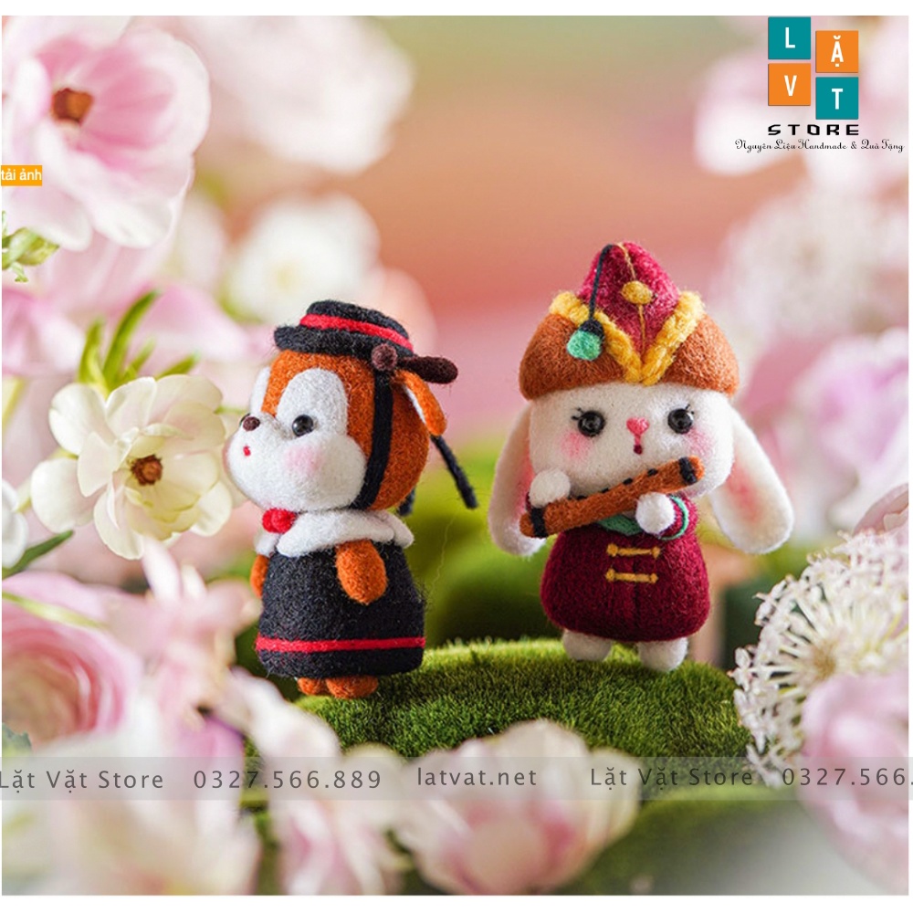 Bộ len chọc Gia Đình Dễ thương có hướng dẫn video, cách làm đơn giản làm quà tặng, needle felting shiba,pig.