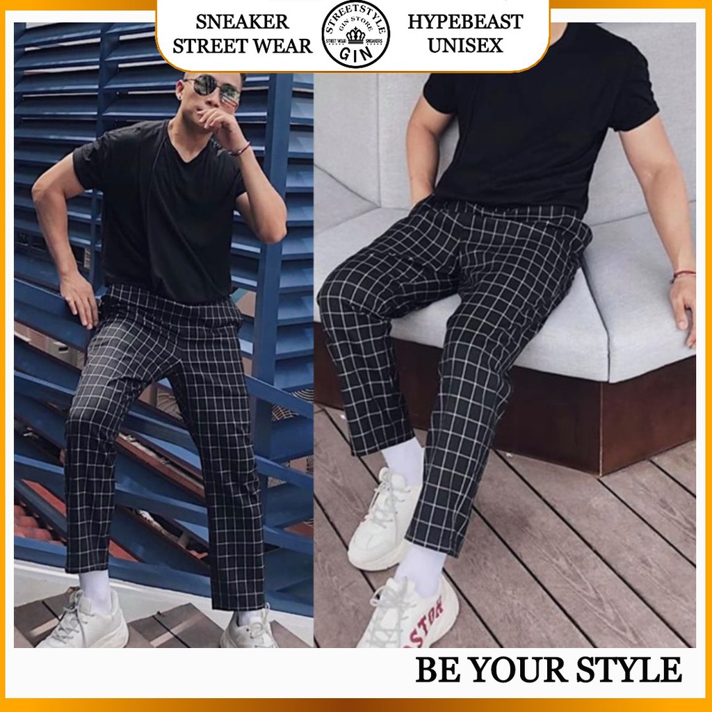 quần caro phong cách unisex - kèm ảnh thật(gin store)