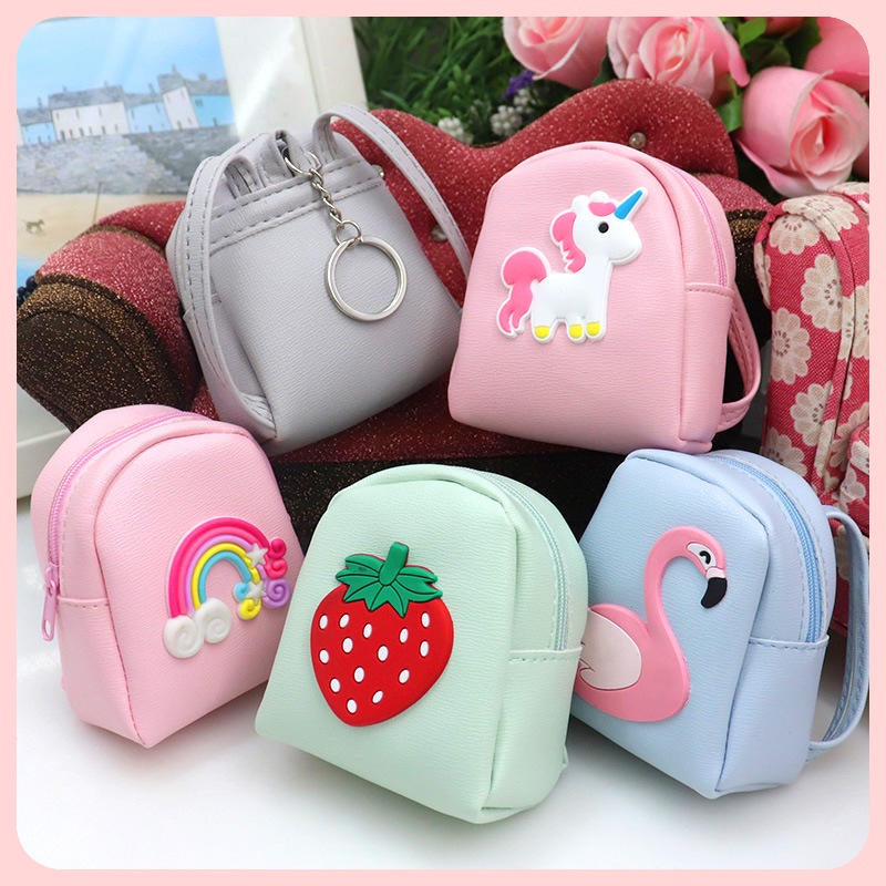 Ví / Túi Đựng Tai Nghe / Chìa Khóa / Tiền Xu Mini Họa Tiết Hoạt Hình Dễ Thương Thích Hợp Làm Quà Tặng Cho Bé Gái / Bé Gái