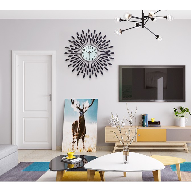 Đồng hồ treo tường trang trí Mặt Trời Đen MTD kích thước 70x70 cm