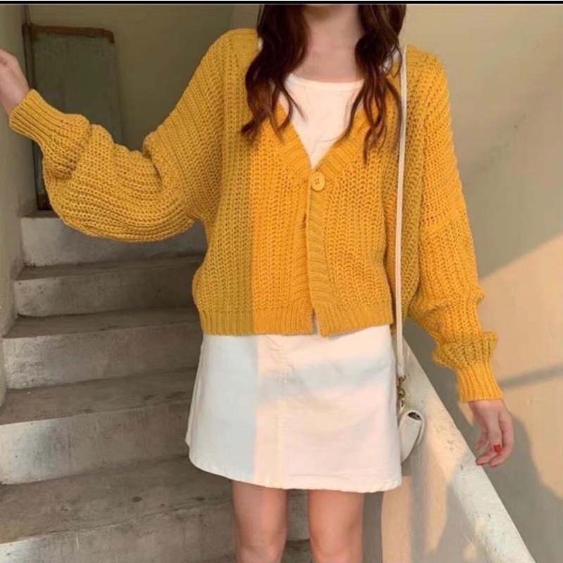 Áo Khoác Len Nữ Cardigan chất len dày mịn êm phom lửng vừa suông trẻ trung