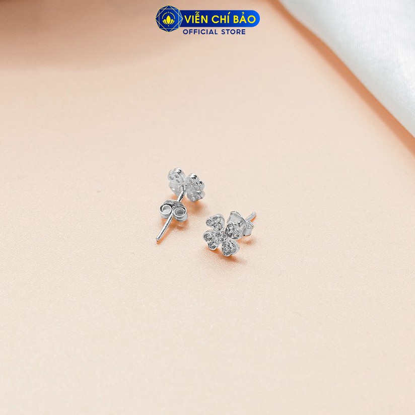 Bông tai bạc nữ Cỏ bốn lá may mắn chất liệu bạc 925 thời trang phụ kiện trang sức nữ Viễn Chí Bảo E044