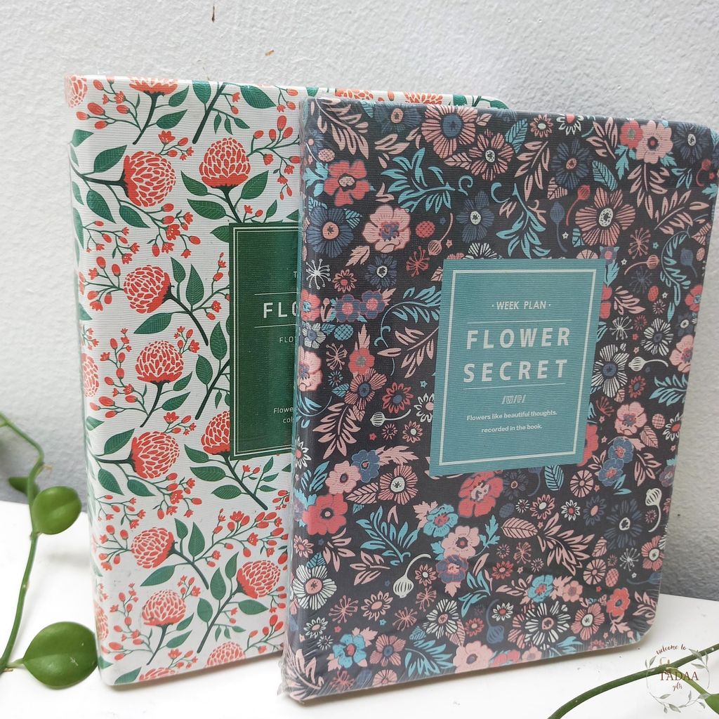 Sổ tay nhật ký hoa lá Flower vintage kẻ ngang và trơn nhiều màu planner, note tiện lợi