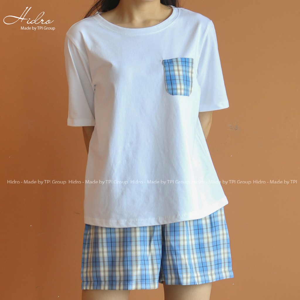 Set Bộ Áo Phông Trơn Phối Túi Kẻ Mix Quần Kẻ Caro