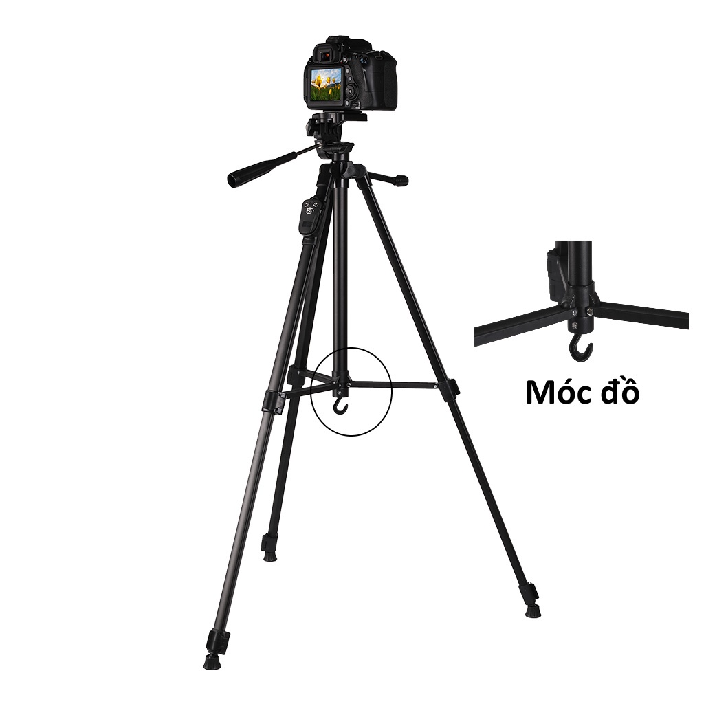Gậy YT 3388 kèm điều khiển bluetooth cao cấp, Gậy chụp ảnh 3 chân Tripod, cây Livestream chụp ảnh tự sướng xoay 360 độ
