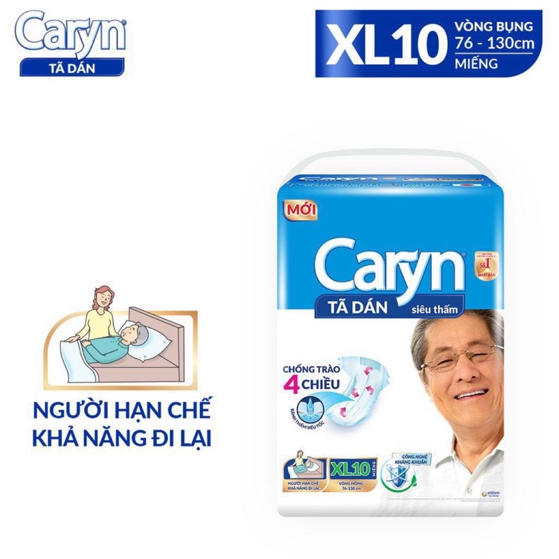 Bỉm tã dán người già, mẹ sau sinh siêu thấm Caryn đủ size - Dành cho người hạn chế đi lại - Bán từ kho Unicharm