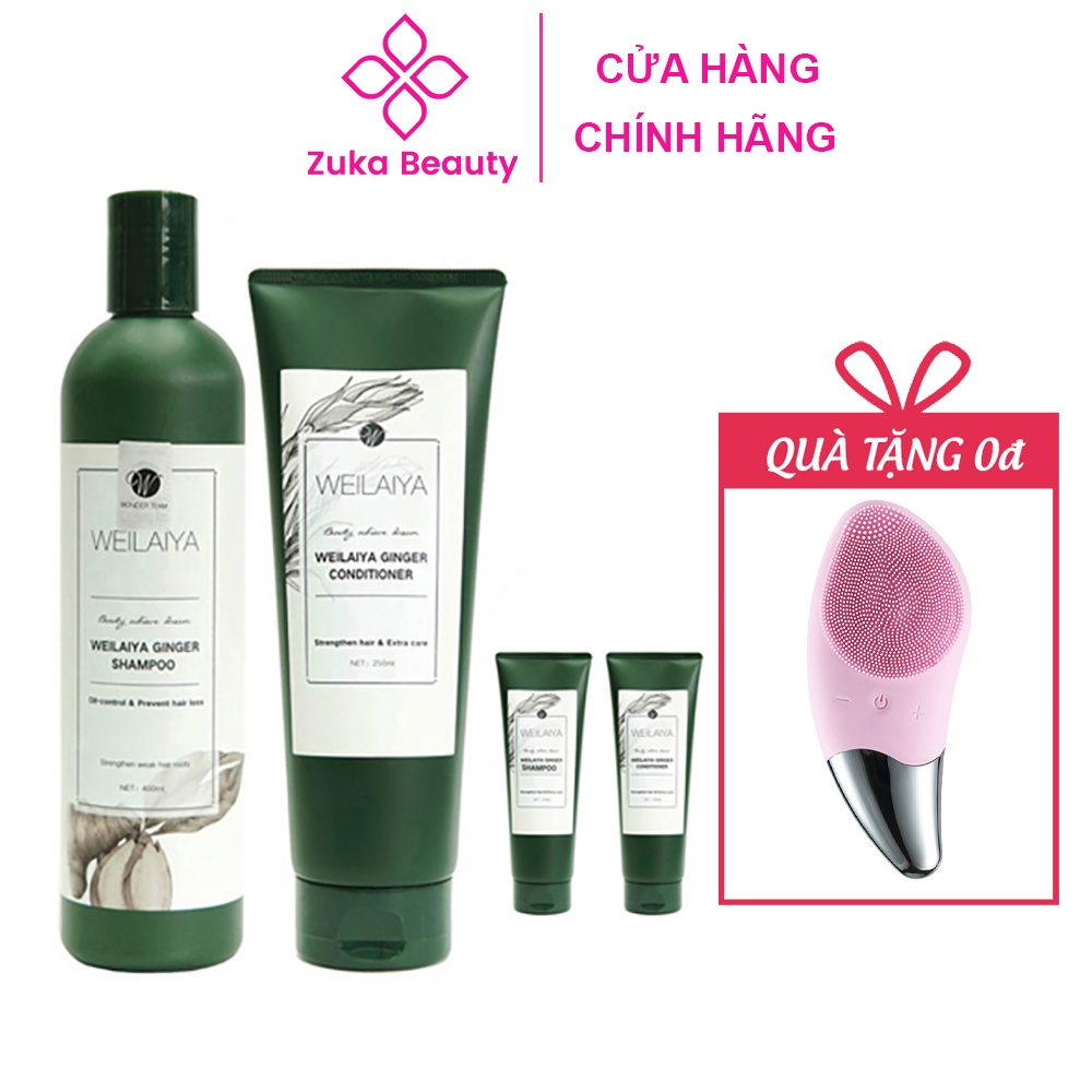 Dầu gội gừng Weilaiya Ginger Zuka Beauty tinh chất gừng kích thích mọc tóc, ngăn ngừa gàu gội 400ml xả 250ml