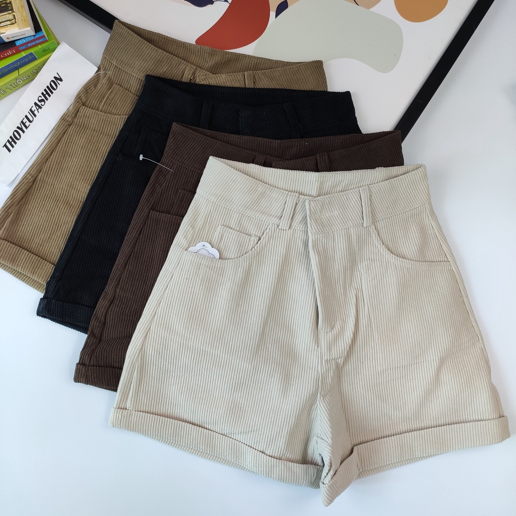 Quần Đùi Sooc Chất Nhung Tăm, Quần Short Nữ Cạp Cao Tôn Dáng Dễ Phối Đồ Cho Nữ M0033