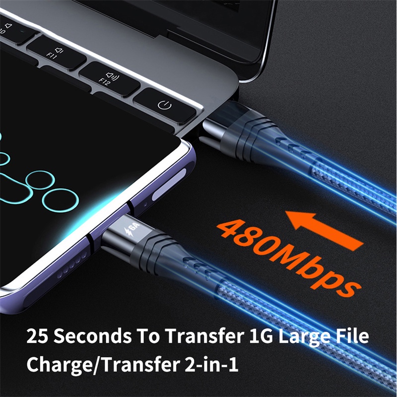 Cáp Sạc Nhanh Type C USB 6A Bện Hợp Kim Bền Cho Tất Cả Điện Thoại Thông Minh