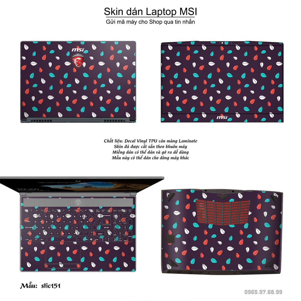 Skin dán Laptop MSI in hình Hoa văn sticker nhiều mẫu 25 (inbox mã máy cho Shop)