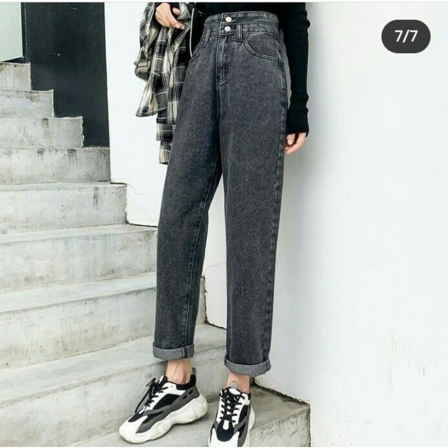 [ FREESHIP ] QUẦN BAGGY JEAN NỮ LƯNG CAO MÀU XÁM ĐEN CAO CẤP HADI LƯNG XẺ 2 NÚT HOT GÌ ĐÂU MÀ HOT, MUA VỀ LÀ GHIỀN NGAY