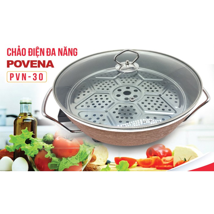 Chảo điện đa năng Povena PVN-30 (Vàng)