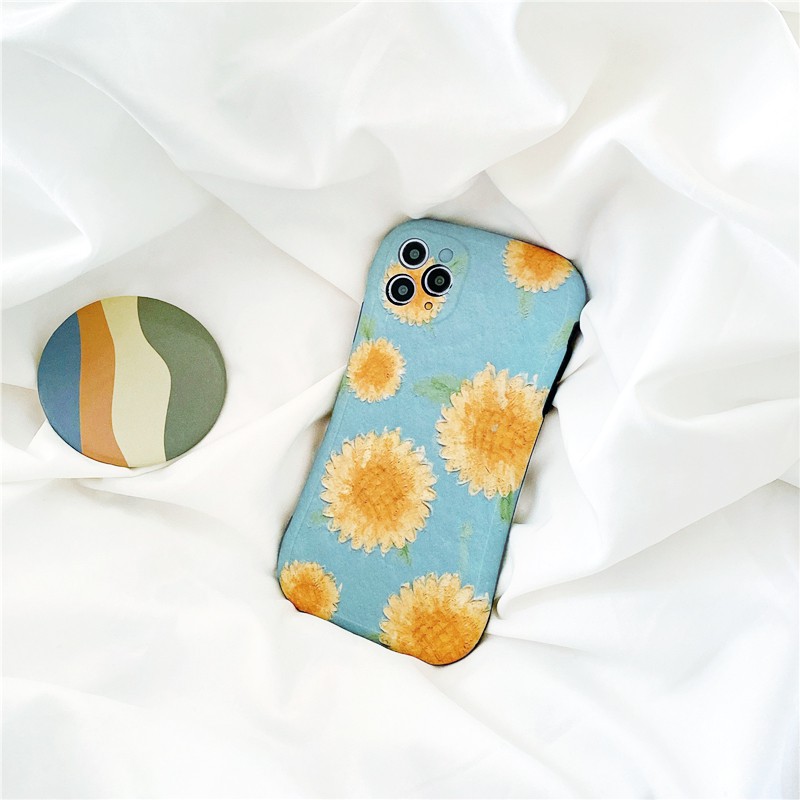 Ốp lưng iphone Blue Sunflower IMD viền cong dày 5/5s/6/6plus/6s/6splus/7/7plus/8/8plus/x/xs/11/12/pro/max/plus/promax | BigBuy360 - bigbuy360.vn