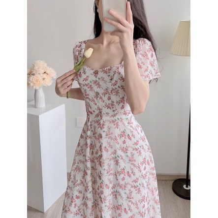 D092 VÁY TRẮNG HOA HỒNG