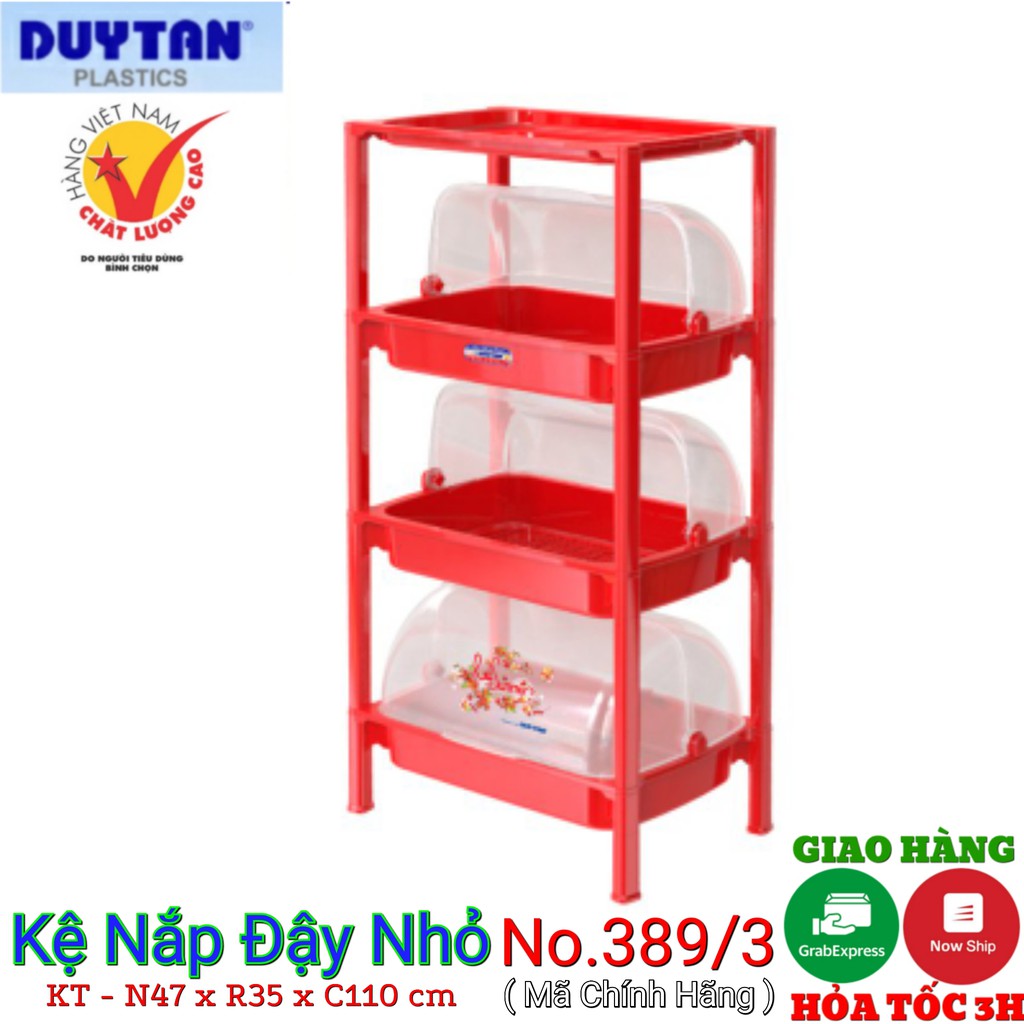 Kệ chén nhựa duy tân 3 ngăn-4 tầng- CÓ NẮP ĐẬY - KT 47 x 35.5 x110 cm