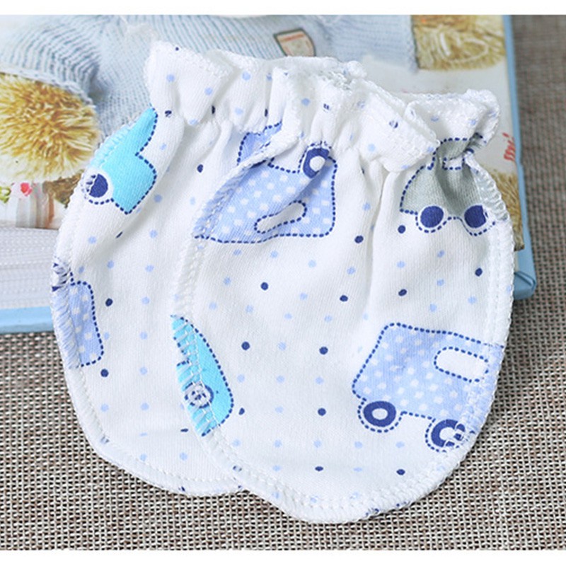 Găng Tay Cotton Mềm Mại Thoải Mái Chống Trầy Xước Bảo Vệ Mặt Cho Bé Sơ Sinh