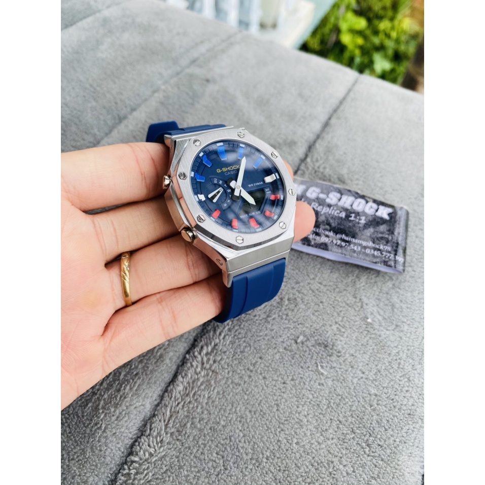 Đồng hồ nam G-SHOCK GA-2100-1A Custom Silver Blue | GA-2100 Custom | Full phụ kiện | Bảo hành 2 năm