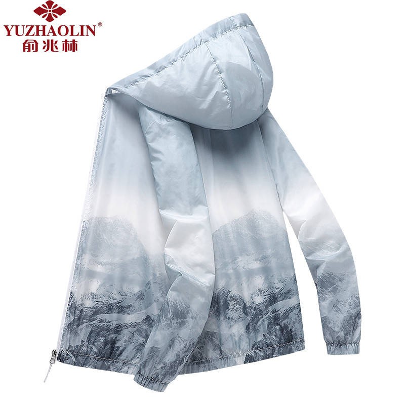Yu Zhaolin's new gradient printing sunscreen men and women couple model sunscreen clothing Korean version of the loose trend skin clothing male