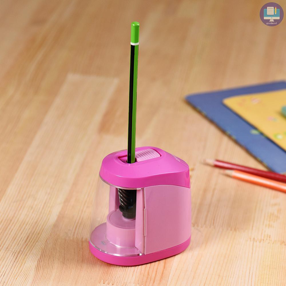 G&M Automatic Electric Pencil Sharpener Battery or USB Powered with 3 Graphite Point Tip Modes for Home School Classroom Student Artist Crafts Kids Pink