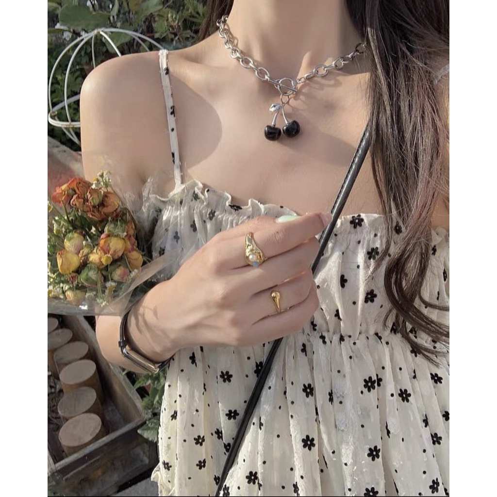 Đầm 2 Dây Hoa Chấm Bi PEONYB Nữ [FREESHIP] 🌸 Váy ngủ babydoll 3 tầng phối viền bèo tiểu thư mặc đi biển Ulzzang 🌸 | BigBuy360 - bigbuy360.vn