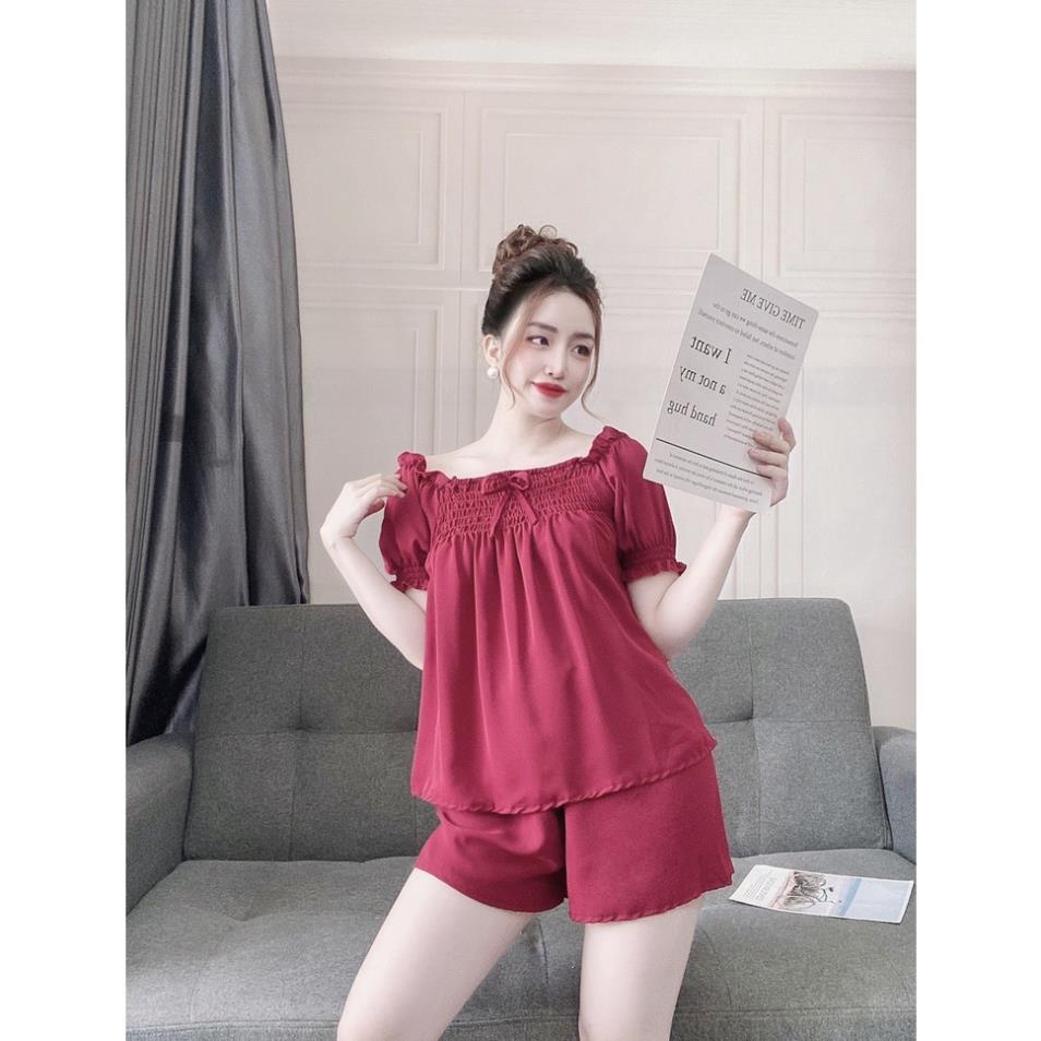 Đồ Bộ Nữ Áo Nhún Vai Chất Voan Tơ Cao Cấp , Đồ Mặc Nhà, Bộ Đùi Nữ Mặc Được Nhiều Kiểu Chất Mềm Mịn Xịn Xò. | BigBuy360 - bigbuy360.vn
