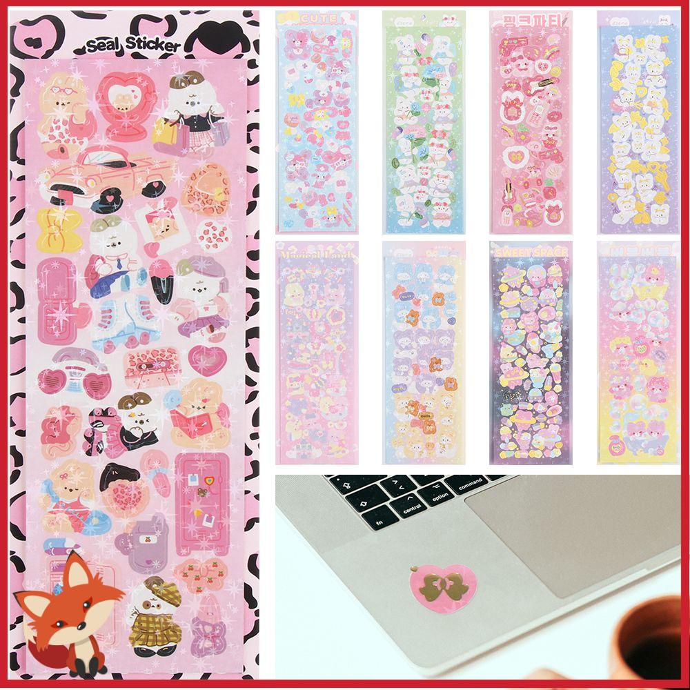 Sticker Màu Laser Họa Tiết Thỏ Gấu Dễ Thương Phong Cách Hàn Quốc Trang Trí Album Ảnh/ Sổ Tay