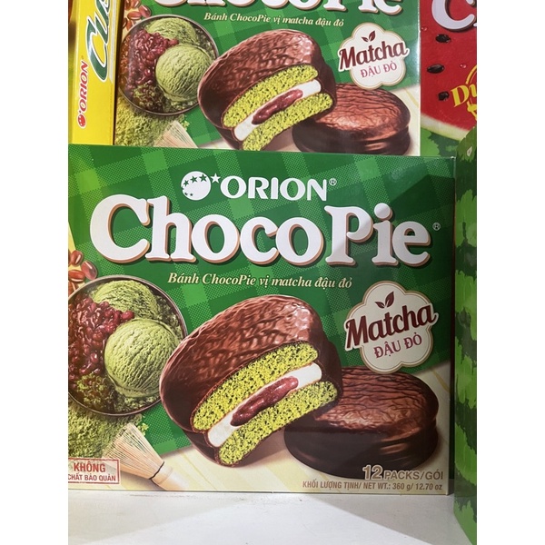 bánh chocopie vị trà xanh nhân đậu đỏ