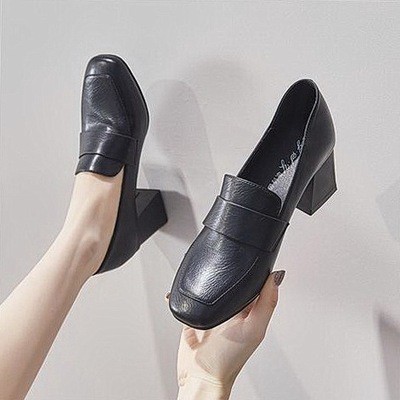 PAMELA  - Giày Loafer Nữ Mũi Vuông Phong Cách Hàn Quốc Quai Trơn 2021 (5cm) - Gi15