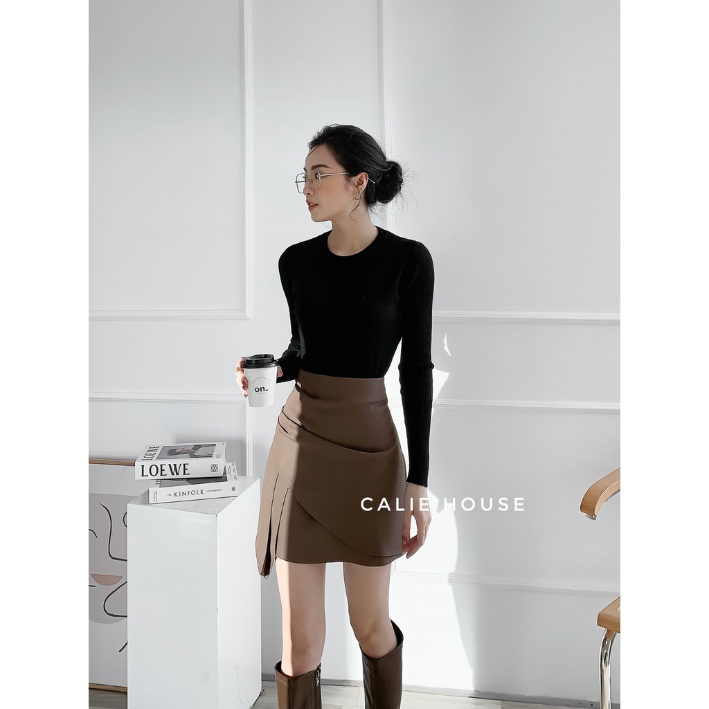 Áo len tăm cổ tròn basic thời trang nữ Calie House AL20