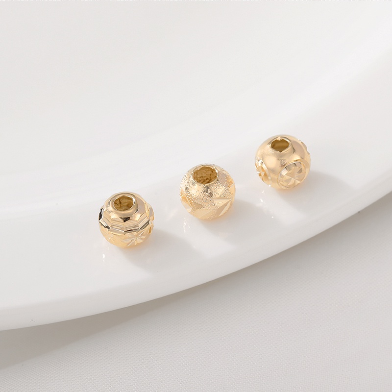 Bộ Hạt Tròn Đồng 14K Dùng Làm Trang Sức Thủ Công