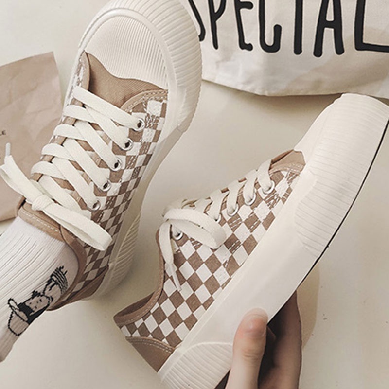 Giày Lười Vải canvas Họa Tiết Kẻ Sọc Phong Cách Hàn Quốc Thời Trang Mới 2022 Cho Nữ