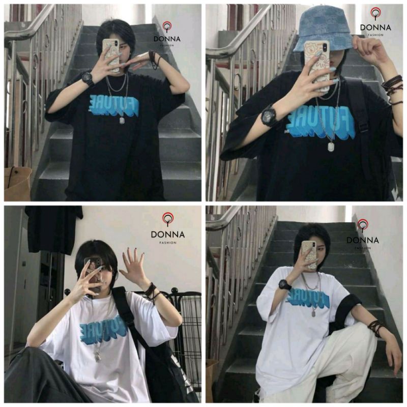 Áo CHỮ XANH FUTURE unisex form rộng tay lỡ, áo đơn,áo đôi,áo nhóm hot trend .Donnafashion