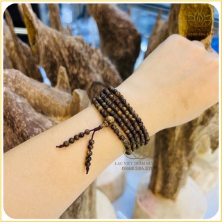 Vòng Tay Trầm Hương INDO 216 Hạt 4mm Trầm INDO Dó Dây Tự Nhiên hàng xịn VIP 100% Phôi Rin