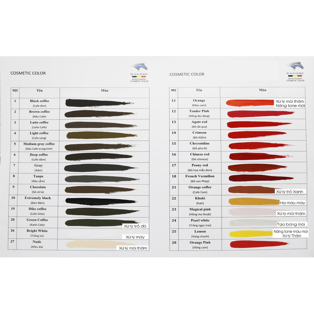 Mực Phun Xăm Black Horse 12ml Đức, Mực Xăm Môi Mày