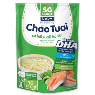 Combo 30 gói Cháo Tươi Baby DHA SG Food 240g Mix 3 Vị Cá Hồi & Bò & Gà ( Mỗi Vị 10 Gói )