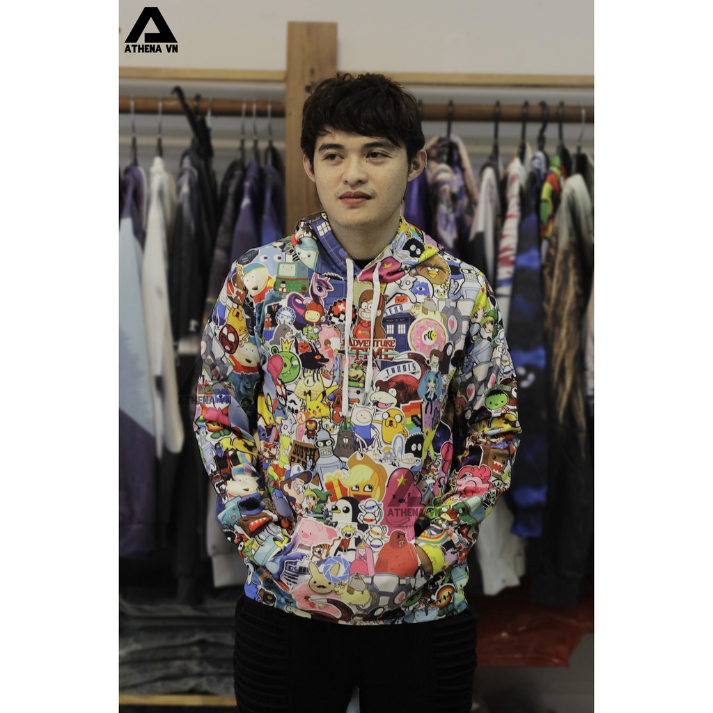 ÁO HOODIE Hoodie 3D cartoon , không xù lông, dày, unisex nam nữ