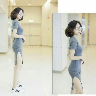 ĐẦM THUN BODY XẺ TÀ TAY NGẮN AGE2X