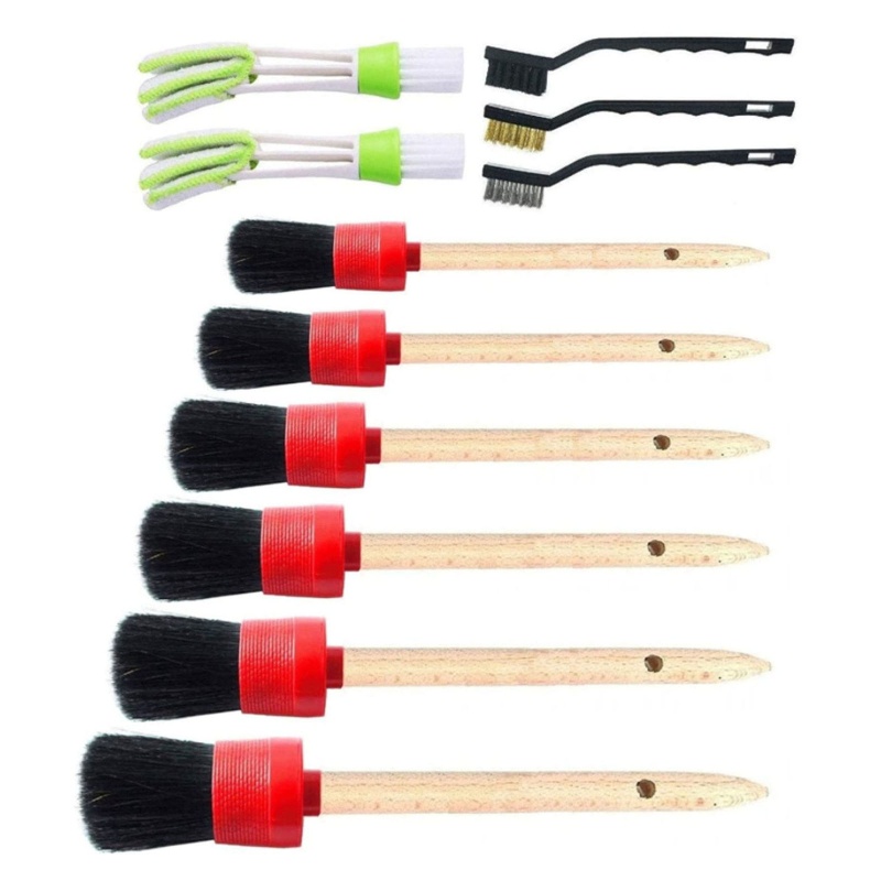 Bộ 11 Bàn Chải Sợi Mềm Vệ Sinh Viền Bánh Xe Máy Đa Năng