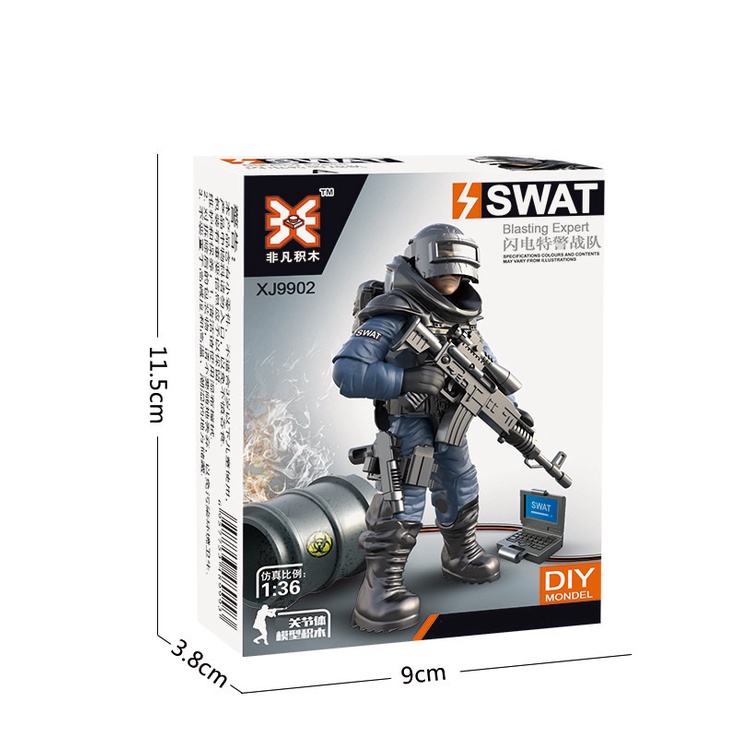 Bộ 6 nhân vật đồ chơi lắp ráp mô hình lính quân đội SWAT