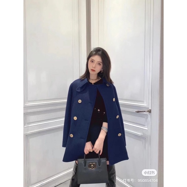 Áo khoác dạ dáng dài qua mông cổ bẻ hai hàng khuy thương hiệu thời trang cao cấp Dior CD 2021