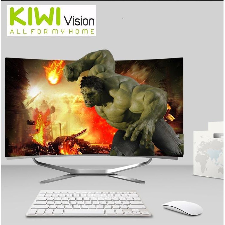 Bộ máy tính để bàn All in One Kiwivision - Tất cả trong 1 màn hình cong 24" full view, CPU  Intel Pentium G-2020