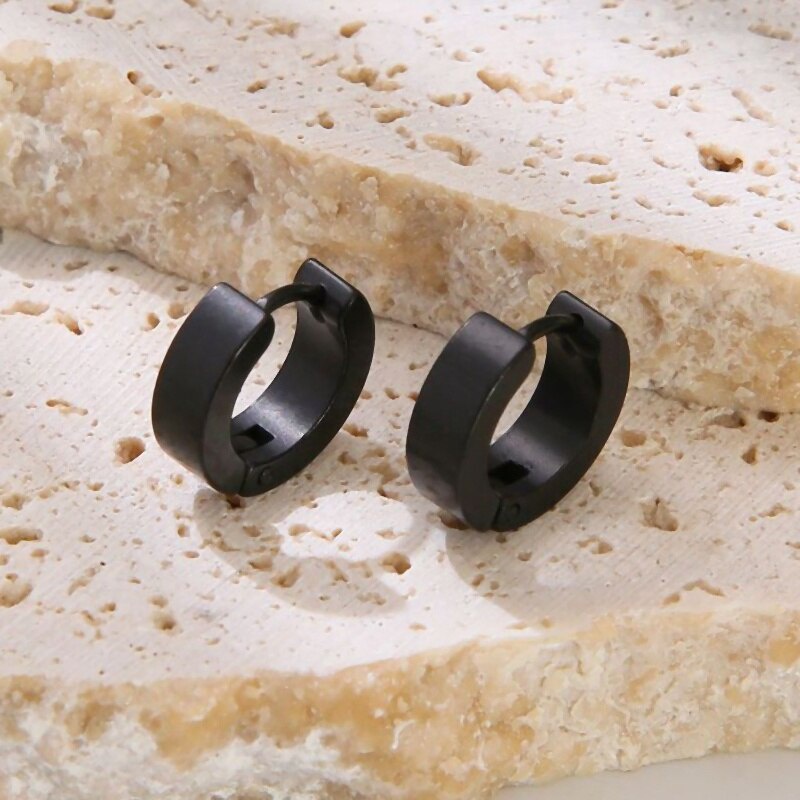 Khuyên tai tròn nhỏ bằng thép không gỉ đơn giản thời trang cho nam và nữ WC085